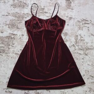 Vtg 90s Roberta Burgundy Crushed Velvet Mini Dress Glitter Floral Whimsigoth Y2K